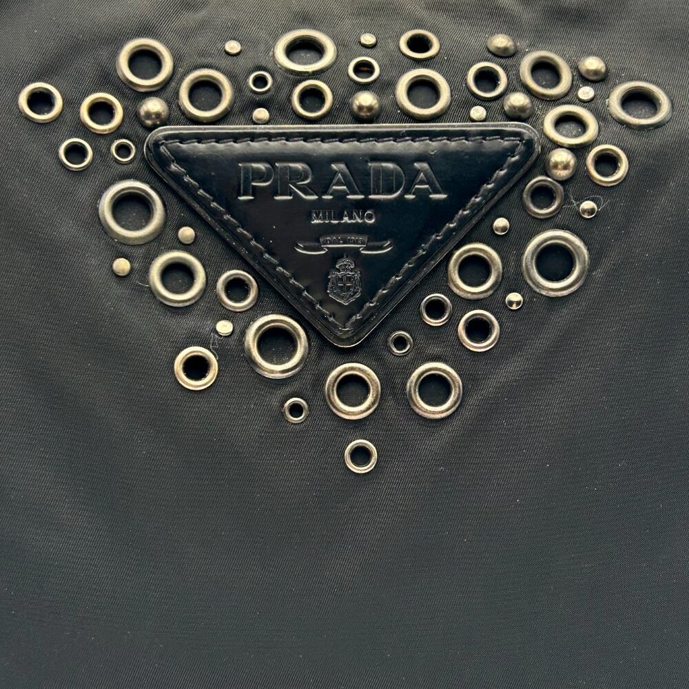 Prada Tessuto Nylon & Leather Bag with Grommet Embellishment - Picture 3 of 16